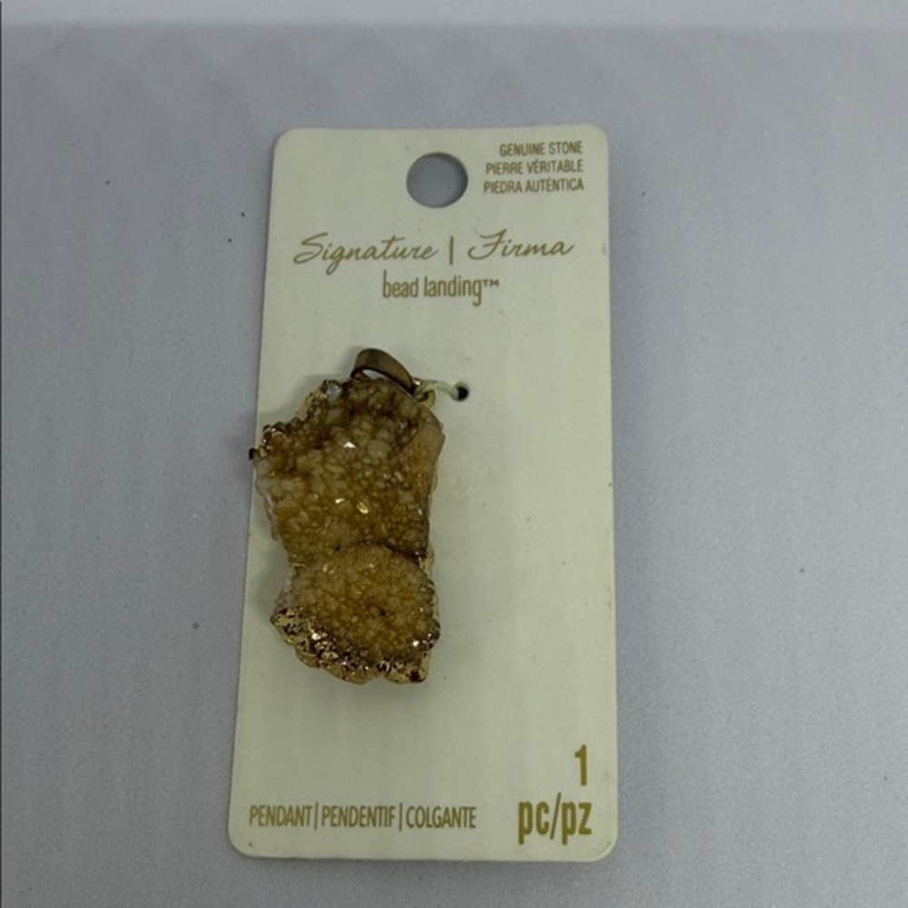 Signature Natural Stone Pendant with Gold Highlights